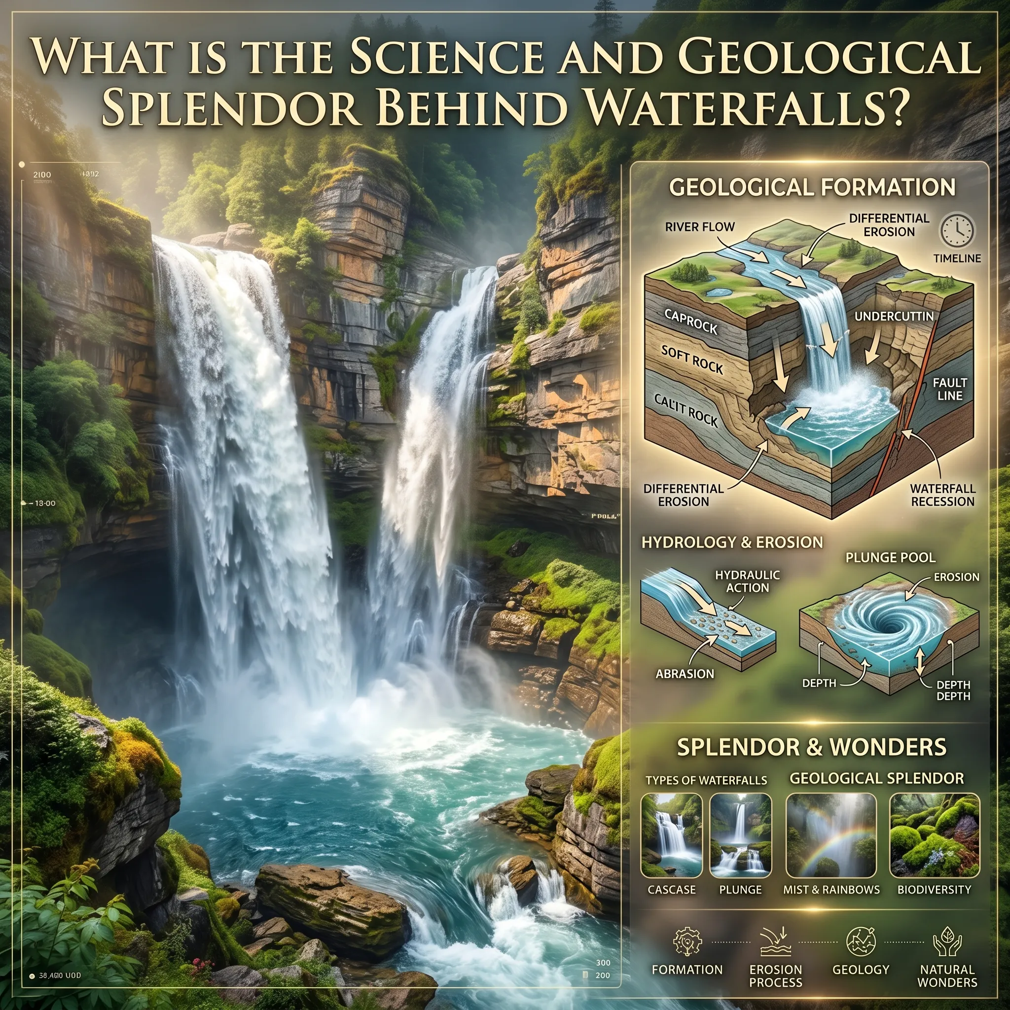geological splendor behind waterfalls